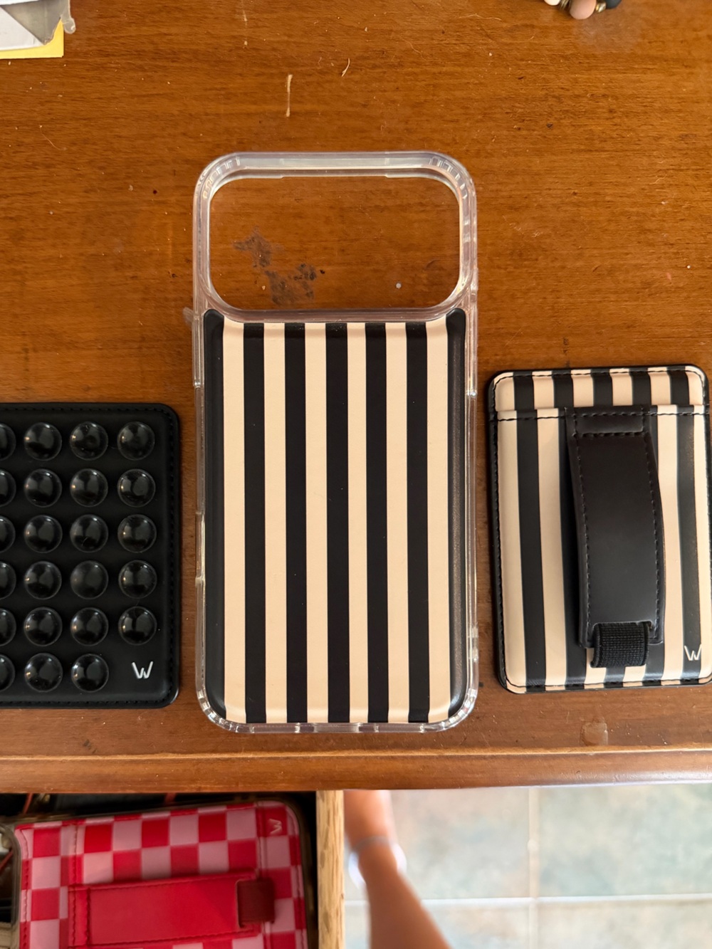 Striped Black and Cream Card-Friendly Phone Case